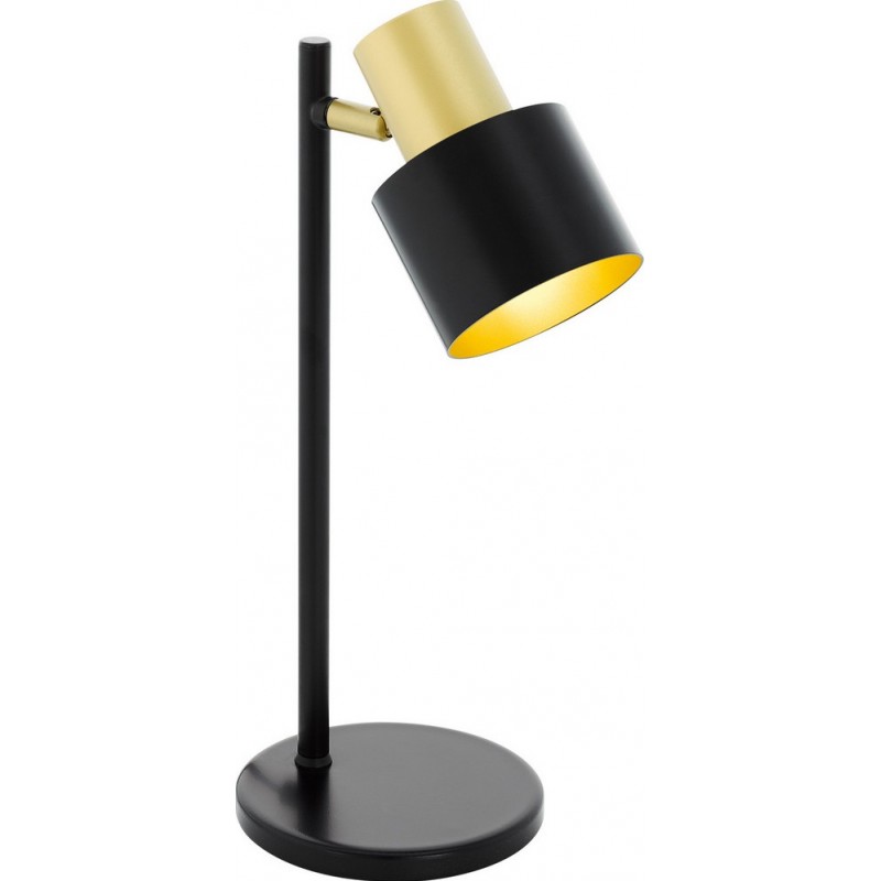 56,95 € Free Shipping | Desk lamp Eglo Fiumara 60W Cylindrical Shape 40×16 cm. Bedroom, office and work zone. Modern and design Style. Steel. Golden and black Color