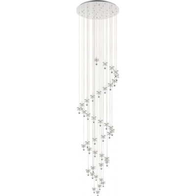 2 009,95 € Free Shipping | Hanging lamp Eglo Stars of Light Pianopoli 1 72W 3000K Warm light. Cylindrical Shape Ø 78 cm. Living room and dining room. Modern, sophisticated and design Style. Steel and crystal. Plated chrome and silver Color