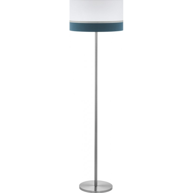 236,95 € Free Shipping | Floor lamp Eglo Stars of Light Spaltini 60W Cylindrical Shape Ø 45 cm. Living room, dining room and bedroom. Modern, sophisticated and design Style. Steel and textile. Blue, white, nickel, matt nickel and silver Color