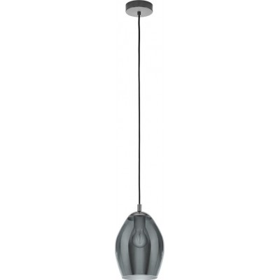 78,95 € Free Shipping | Hanging lamp Eglo Stars of Light Estanys 60W Oval Shape Ø 19 cm. Living room and dining room. Modern and design Style. Steel. Black, transparent black and nickel Color