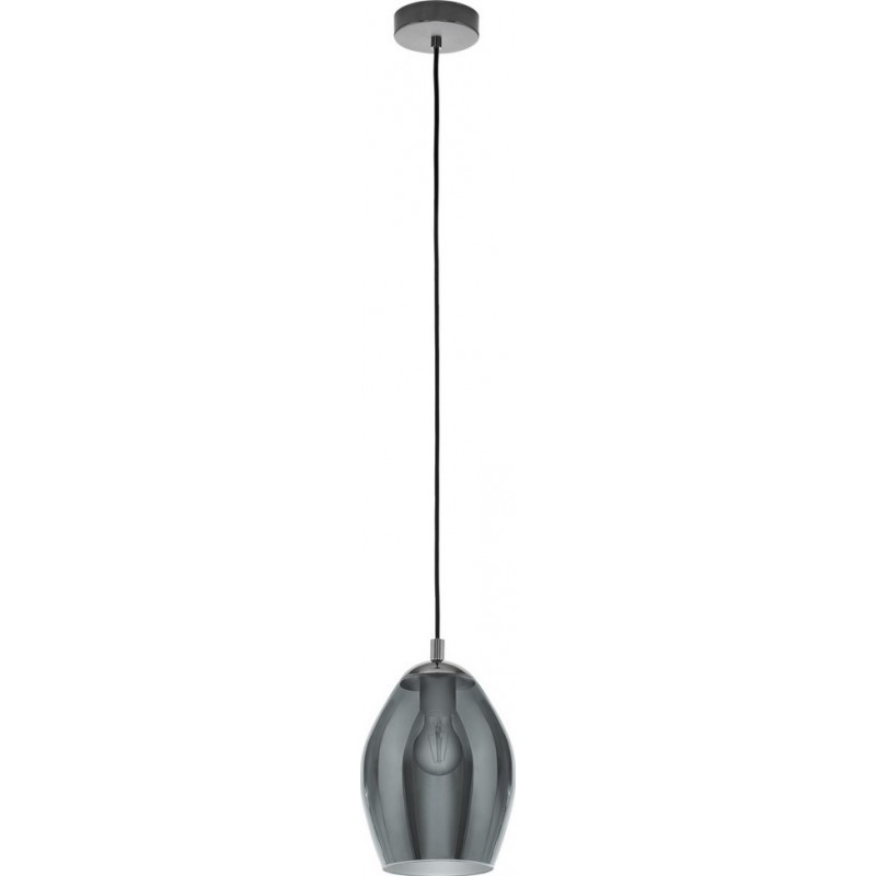 73,95 € Free Shipping | Hanging lamp Eglo Stars of Light Estanys 60W Oval Shape Ø 19 cm. Living room and dining room. Modern and design Style. Steel. Black, transparent black and nickel Color