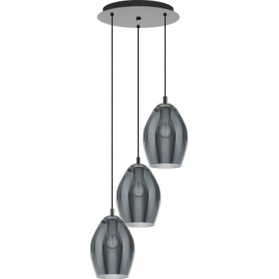 226,95 € Free Shipping | Hanging lamp Eglo Stars of Light Estanys 180W Oval Shape Ø 45 cm. Living room and dining room. Modern and design Style. Steel. Black, transparent black and nickel Color