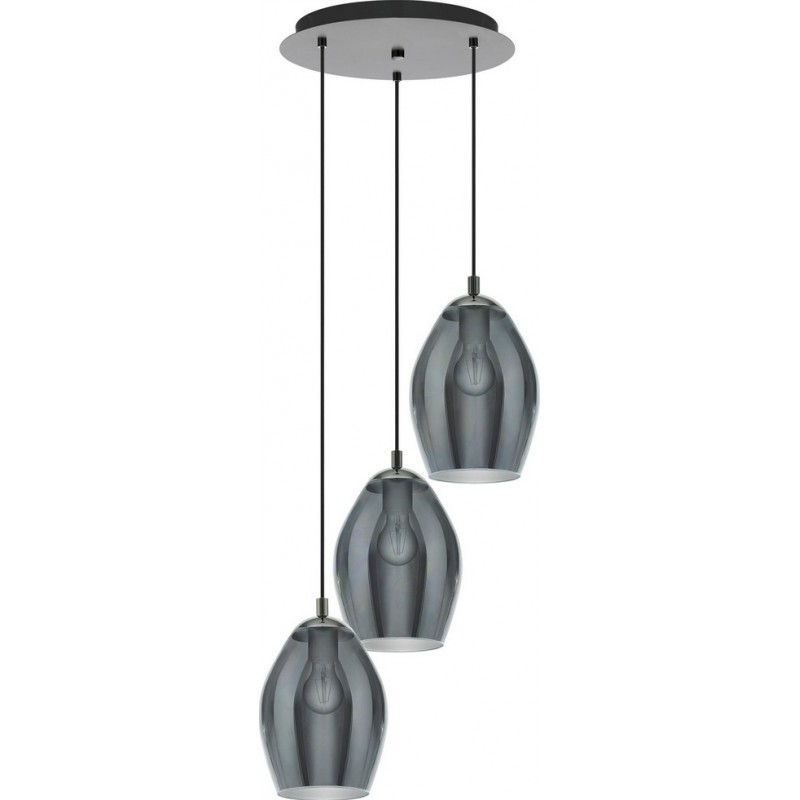 211,95 € Free Shipping | Hanging lamp Eglo Stars of Light Estanys 180W Oval Shape Ø 45 cm. Living room and dining room. Modern and design Style. Steel. Black, transparent black and nickel Color