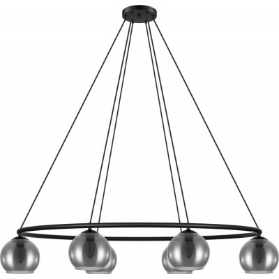 272,95 € Free Shipping | Hanging lamp Eglo Stars of Light Daguella 150W Conical Shape 116×110 cm. Living room and dining room. Modern and design Style. Steel. Black and transparent black Color