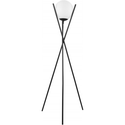 147,95 € Free Shipping | Floor lamp Eglo Stars of Light Salvezinas 25W Conical Shape Ø 28 cm. Living room, dining room and bedroom. Modern, sophisticated and design Style. Steel, glass and opal glass. White and black Color