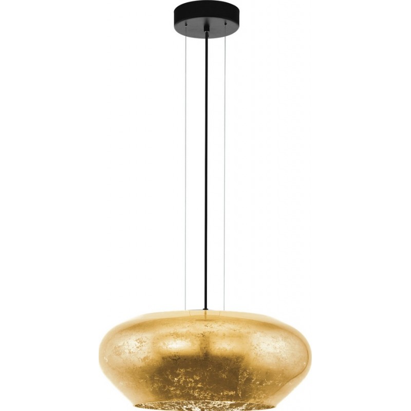257,95 € Free Shipping | Hanging lamp Eglo Stars of Light Priorat 60W Oval Shape Ø 50 cm. Living room and dining room. Retro and vintage Style. Steel and glass. Golden and black Color