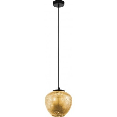 Hängelampe Eglo Priorat 40W Sphärisch Gestalten Ø 23 cm. Wohnzimmer und esszimmer. Retro und jahrgang Stil. Stahl und Glas. Golden und schwarz Farbe