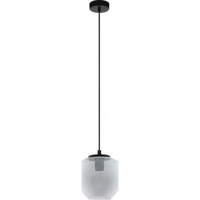 吊灯 Eglo Priorat 40W 圆柱型 形状 Ø 23 cm. 客厅 和 饭厅. 现代的, 复杂的 和 设计 风格. 钢. 黑色的 和 透明黑色 颜色