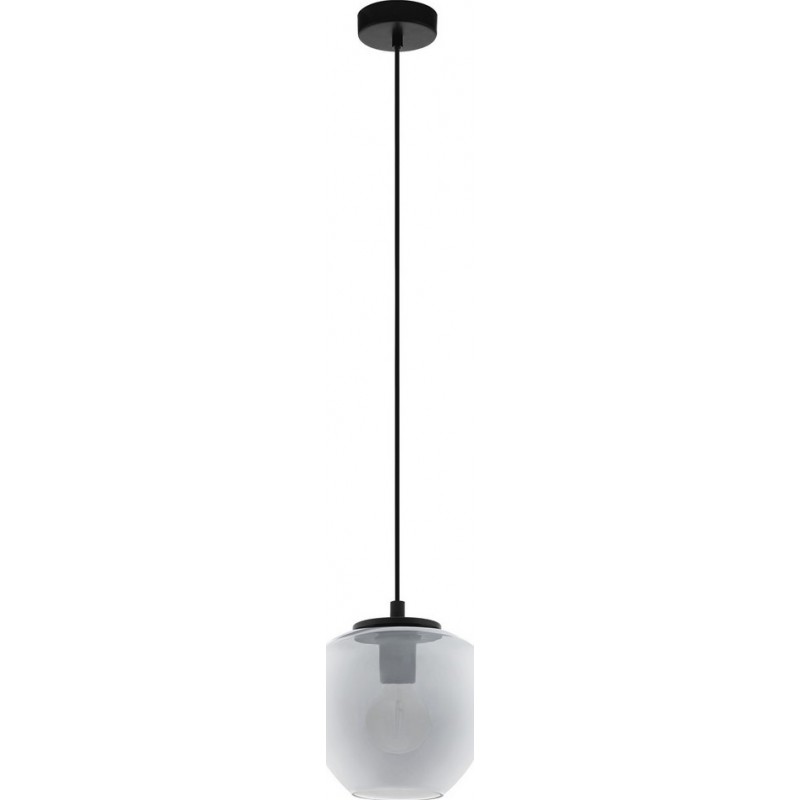 69,95 € Free Shipping | Hanging lamp Eglo Priorat 40W Cylindrical Shape Ø 23 cm. Living room and dining room. Modern, sophisticated and design Style. Steel. Black and transparent black Color