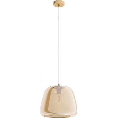 Lámpara colgante Eglo Albarino 40W Forma Cilíndrica Ø 35 cm. Salón y comedor. Estilo moderno, sofisticado y diseño. Acero. Color dorado, latón y naranja