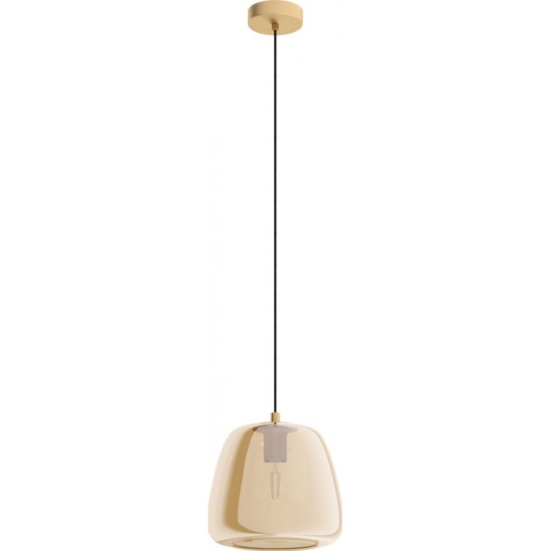 79,95 € Free Shipping | Hanging lamp Eglo Albarino 40W Cylindrical Shape Ø 26 cm. Living room and dining room. Modern, sophisticated and design Style. Steel. Golden, brass and orange Color