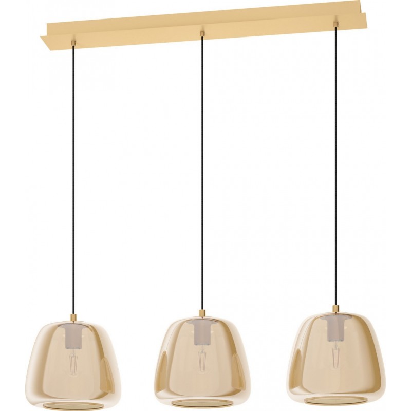 199,95 € Free Shipping | Hanging lamp Eglo Albarino 120W Extended Shape 150×87 cm. Living room and dining room. Modern, sophisticated and design Style. Steel. Golden, brass and orange Color