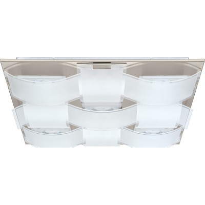 Deckenlampe Eglo Guadiano 63W Quadratische Gestalten 57×57 cm. Küche und bad. Modern Stil. Stahl, Rostfreier Stahl und Glas. Weiß, nickel und matt nickel Farbe