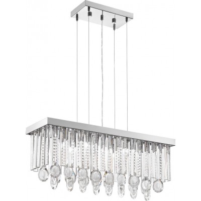 566,95 € Free Shipping | Hanging lamp Eglo Calaonda 231W Extended Shape 110×69 cm. Living room, kitchen and dining room. Classic Style. Steel, stainless steel and crystal. Plated chrome and silver Color