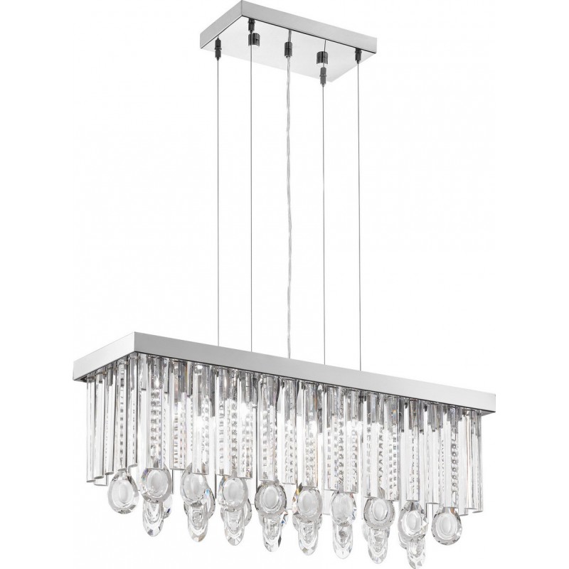 559,95 € Free Shipping | Hanging lamp Eglo Calaonda 231W Extended Shape 110×69 cm. Living room, kitchen and dining room. Classic Style. Steel, Stainless steel and Crystal. Plated chrome and silver Color