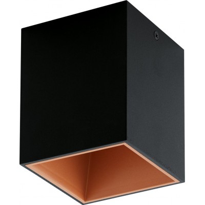 Indoor spotlight Eglo Polasso 3.5W 3000K Warm light. Cubic Shape 12×10 cm. Kitchen and bathroom. Design Style. Aluminum and Plastic. Copper, golden and black Color