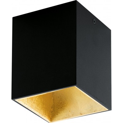 47,95 € Free Shipping | Indoor ceiling light Eglo Polasso 3.5W 3000K Warm light. Cubic Shape 12×10 cm. Kitchen and bathroom. Design Style. Aluminum and plastic. Golden and black Color