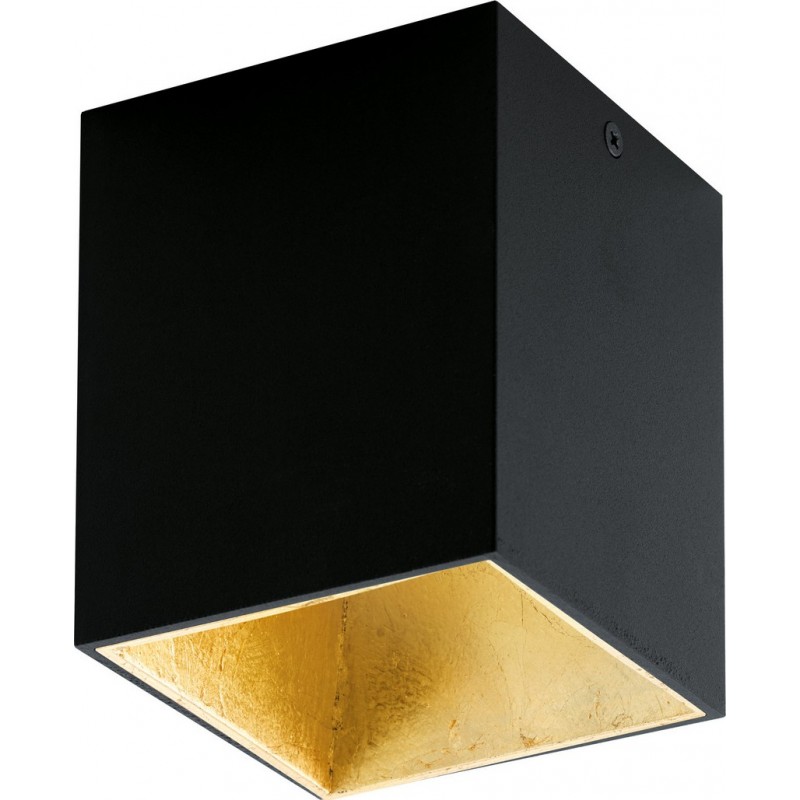58,95 € Free Shipping | Indoor ceiling light Eglo Polasso 3.5W 3000K Warm light. Cubic Shape 12×10 cm. Kitchen and bathroom. Design Style. Aluminum and plastic. Golden and black Color