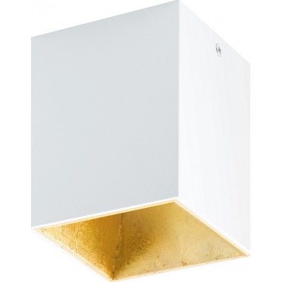Indoor spotlight Eglo Polasso 3.5W 3000K Warm light. Cubic Shape 12×10 cm. Kitchen and bathroom. Design Style. Aluminum and Plastic. White and golden Color