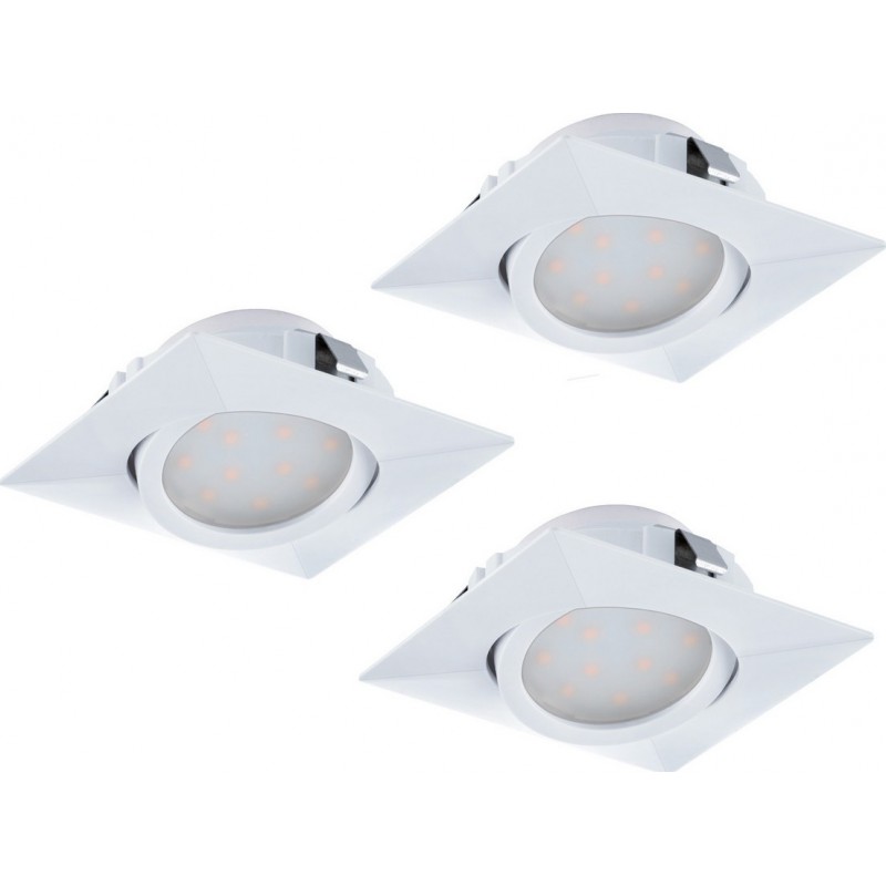 18,95 € Free Shipping | Recessed lighting Eglo Pineda 18W 3000K Warm light. Square Shape 8×8 cm. Modern Style. Plastic. White Color