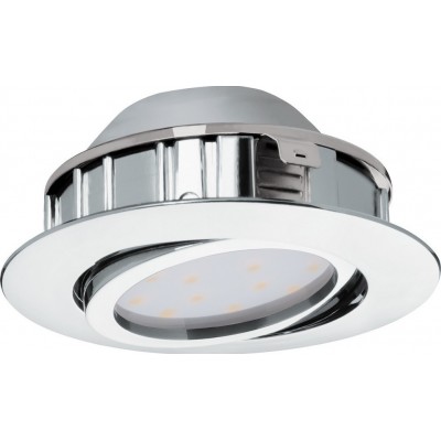 22,95 € Free Shipping | Recessed lighting Eglo Pineda 18W 3000K Warm light. Round Shape Ø 8 cm. Modern Style. Plastic. Plated chrome and silver Color