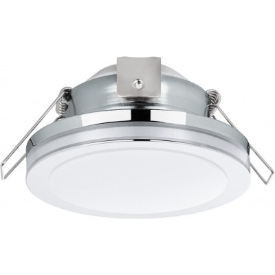 Recessed lighting Eglo Pineda 1 6W 3000K Warm light. Round Shape Ø 8 cm. Sophisticated Style. Steel and plastic. White, plated chrome and silver Color