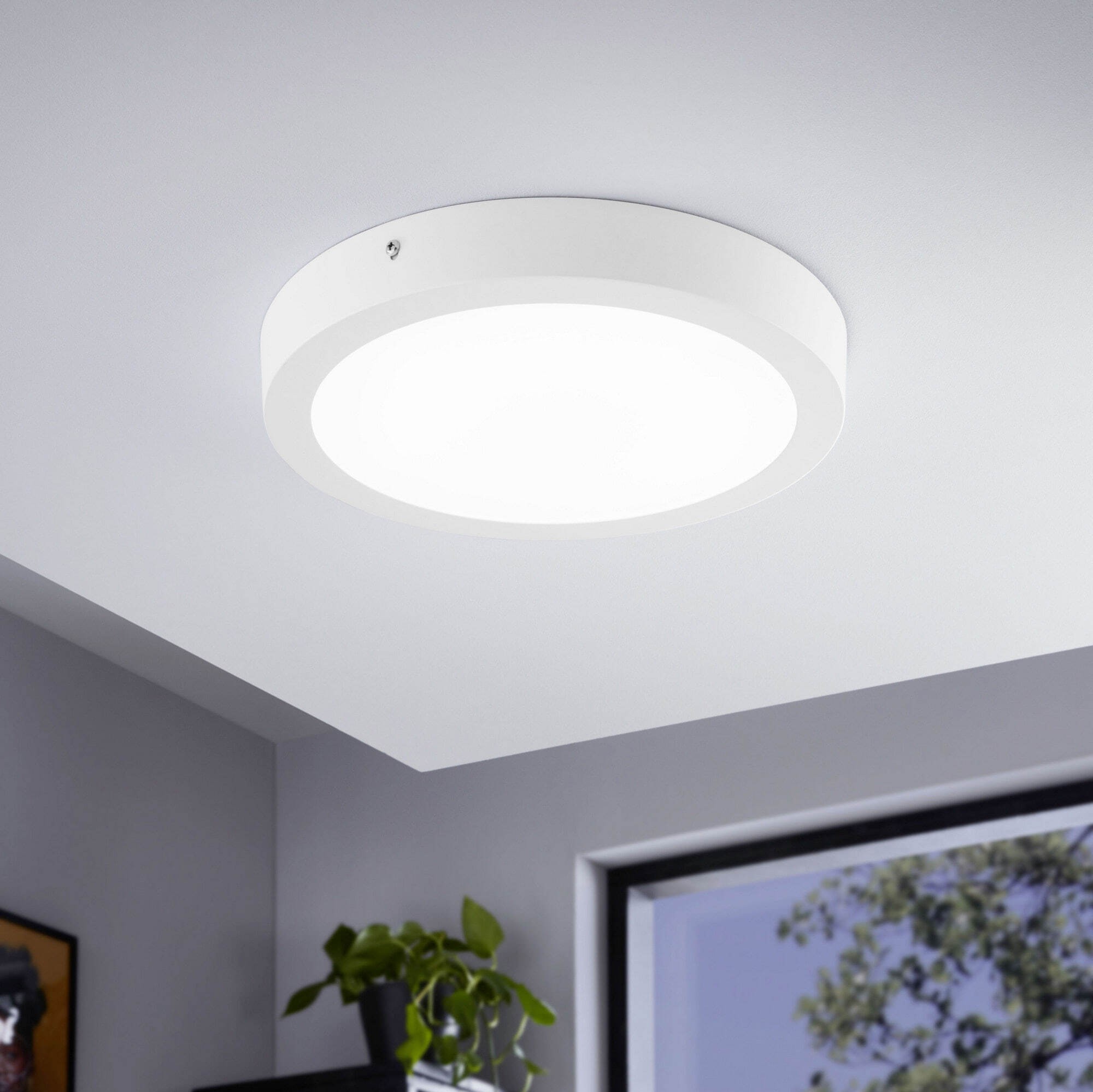 65,95 € Kostenloser Versand | Innendeckenleuchte Eglo Fueva C 21W 2700K Sehr warmes Licht. Ø 30 cm. Metall und plastik. Weiß Farbe