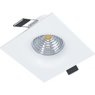 17,95 € Free Shipping | Recessed lighting Eglo Saliceto 6W 3000K Warm light. Square Shape 9×9 cm. Design Style. Aluminum and glass. White Color