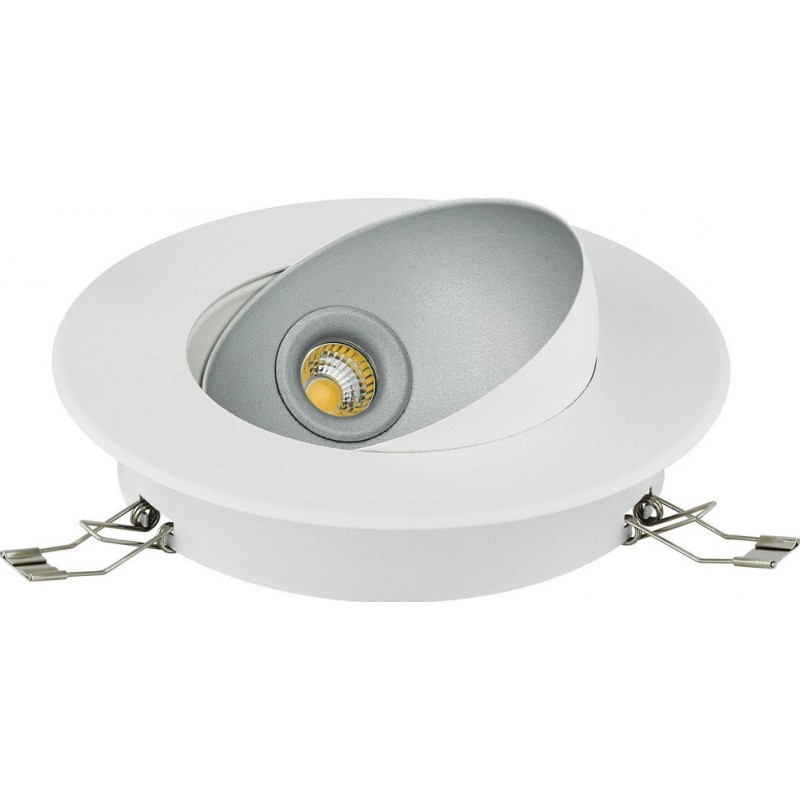 46,95 € Free Shipping | Recessed lighting Eglo Ronzano 1 5W 3000K Warm light. Round Shape Ø 16 cm. Design Style. Steel. White and silver Color