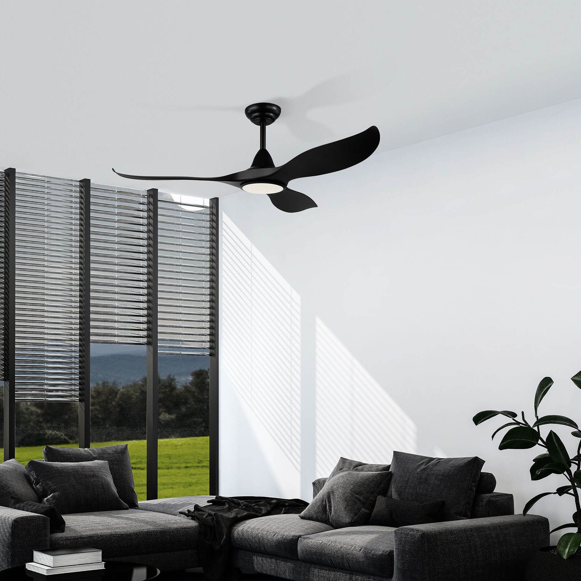 482,95 € Kostenloser Versand | Deckenventilator mit Licht Eglo Cirali 52 15W 3000K Warmes Licht. Ø 132 cm. Abs und acryl. Weiß, schwarz und mattschwarz Farbe