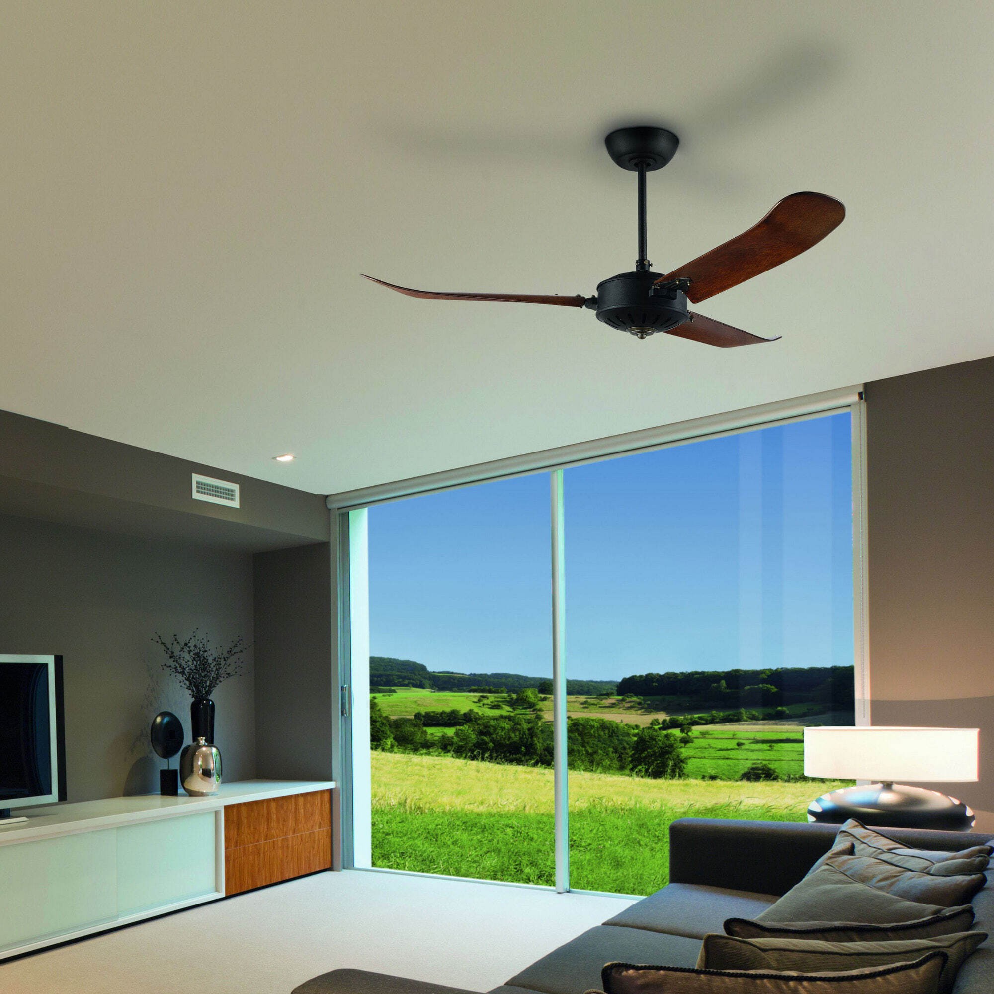379,95 € Spedizione Gratuita | Ventilatore Eglo Hoi An Ø 137 cm. Alluminio e metallo. Colore nero e nero opaco
