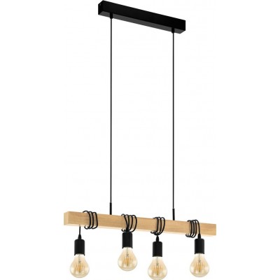 116,95 € Free Shipping | Hanging lamp Eglo France Townshend 240W 110×70 cm. Steel and wood. Brown and black Color