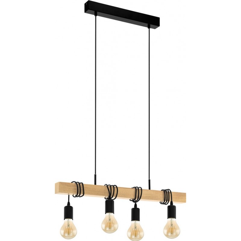 116,95 € Spedizione Gratuita | Lampada a sospensione Eglo France Townshend 240W 110×70 cm. Acciaio e legna. Colore marrone e nero