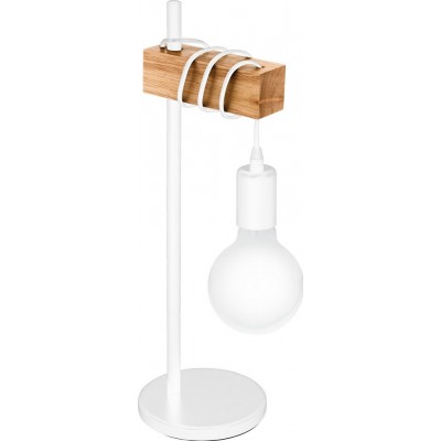 49,95 € Free Shipping | Table lamp Eglo Townshend 10W Spherical Shape 50×18 cm. Bedroom, office and work zone. Retro and vintage Style. Steel and wood. White and brown Color