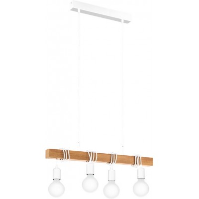 109,95 € Free Shipping | Hanging lamp Eglo France Townshend 240W Extended Shape 110×70 cm. Living room, kitchen and dining room. Rustic, retro and vintage Style. Steel and wood. White and brown Color