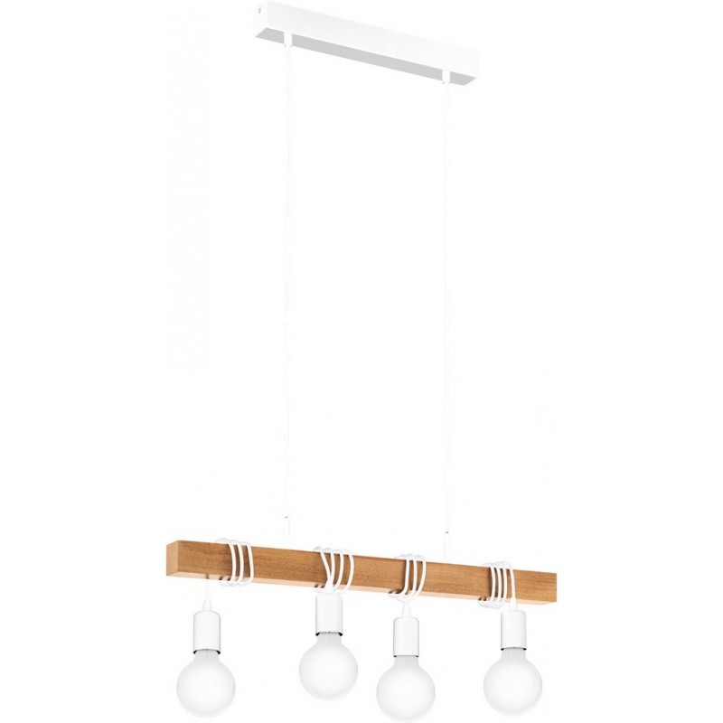 121,95 € Free Shipping | Hanging lamp Eglo France Townshend 240W Extended Shape 110×70 cm. Living room, kitchen and dining room. Rustic, retro and vintage Style. Steel and wood. White and brown Color