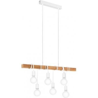 143,95 € Free Shipping | Hanging lamp Eglo France Townshend 360W Extended Shape 110×100 cm. Living room, kitchen and dining room. Rustic, retro and vintage Style. Steel and wood. White and brown Color