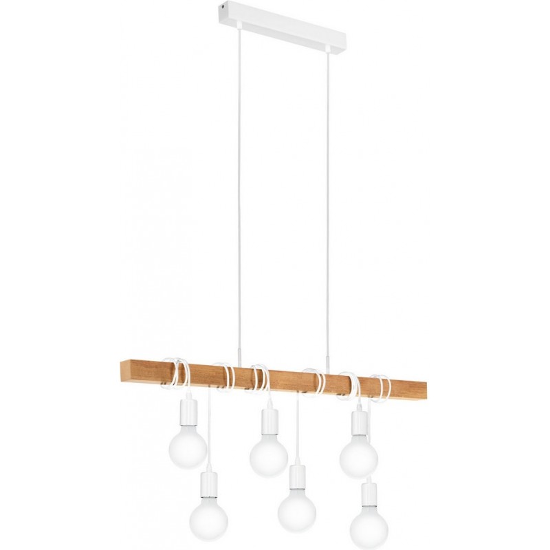 137,95 € Kostenloser Versand | Hängelampe Eglo France Townshend 360W 110×100 cm. Stahl und holz. Weiß und braun Farbe