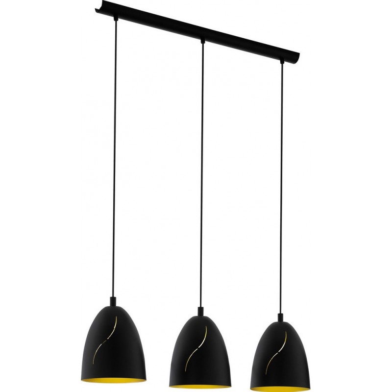 119,95 € Free Shipping | Hanging lamp Eglo Hunningham 180W Extended Shape 110×79 cm. Living room, kitchen and dining room. Sophisticated and design Style. Steel. Golden and black Color