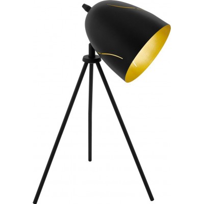 58,95 € Free Shipping | Table lamp Eglo Hunningham 60W Conical Shape 51×29 cm. Bedroom, office and work zone. Modern, design and cool Style. Steel. Golden and black Color