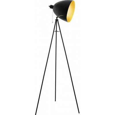 Lámpara de pie Eglo Hunningham 60W Forma Cónica 136×60 cm. Salón, comedor y dormitorio. Estilo moderno, sofisticado y diseño. Acero. Color dorado y negro