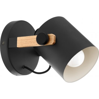 29,95 € Free Shipping | Indoor wall light Eglo France Hornwood 28W Cylindrical Shape Ø 17 cm. Bedroom, lobby and office. Modern, sophisticated and design Style. Steel and wood. Cream, brown and black Color