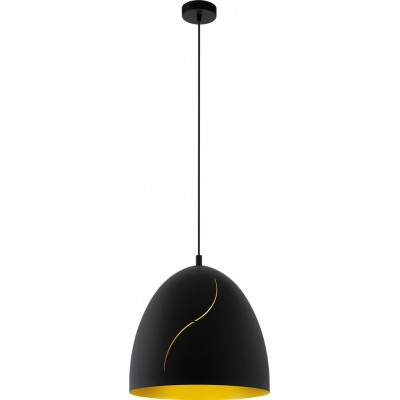109,95 € Free Shipping | Hanging lamp Eglo Hunningham 60W Conical Shape Ø 40 cm. Living room, kitchen and dining room. Sophisticated, design and cool Style. Steel. Golden and black Color