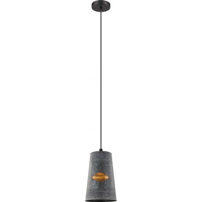 39,95 € Free Shipping | Hanging lamp Eglo Honeybourne 60W Conical Shape Ø 16 cm. Living room, kitchen and dining room. Retro and vintage Style. Steel. Golden, black, antique gold and zinc Color