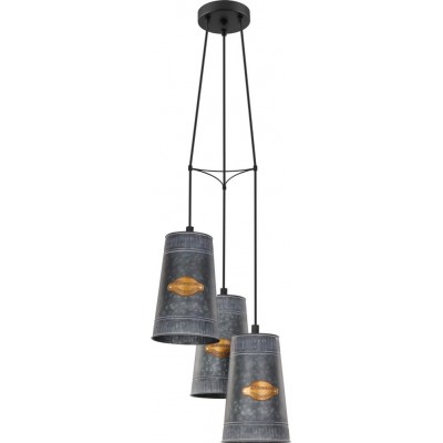 124,95 € Free Shipping | Hanging lamp Eglo Honeybourne 180W Conical Shape Ø 34 cm. Living room, kitchen and dining room. Retro and vintage Style. Steel. Golden, black, antique gold and zinc Color