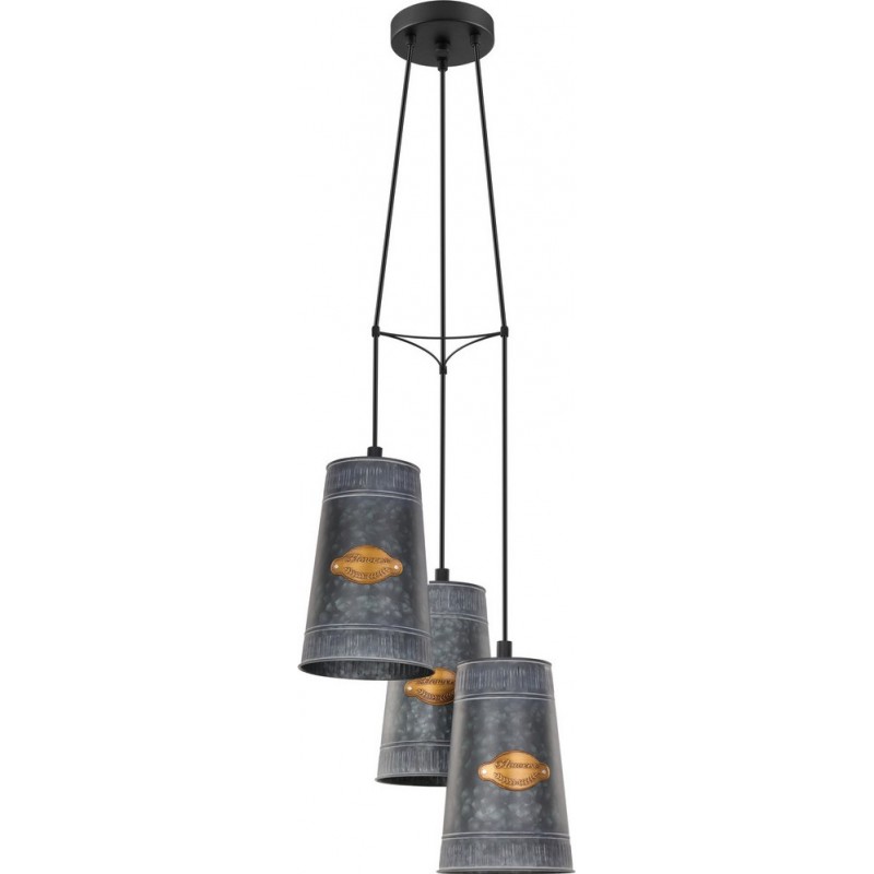 109,95 € Free Shipping | Hanging lamp Eglo Honeybourne 180W Conical Shape Ø 34 cm. Living room, kitchen and dining room. Retro and vintage Style. Steel. Golden, black, antique gold and zinc Color