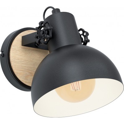 49,95 € Free Shipping | Indoor wall light Eglo Lubenham 28W 21×18 cm. Lobby, office and work zone. Design Style. Steel and wood. Brown and black Color