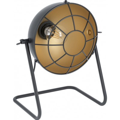 58,95 € Free Shipping | Table lamp Eglo Treburley 28W Spherical Shape 32×25 cm. Bedroom, office and work zone. Retro and vintage Style. Steel. Golden and black Color