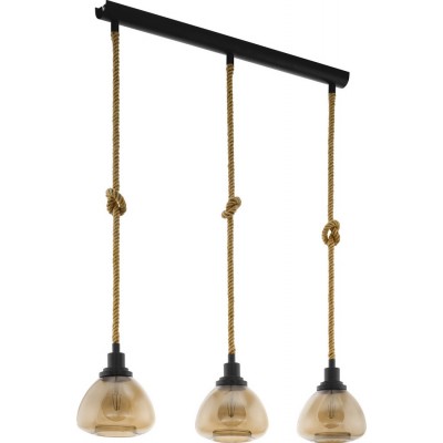 219,95 € Free Shipping | Hanging lamp Eglo Rampside 84W Extended Shape 123×90 cm. Living room and dining room. Rustic, retro and vintage Style. Steel. Orange and black Color