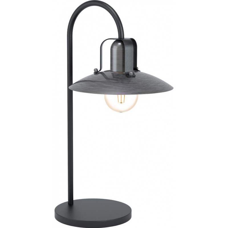 65,95 € Free Shipping | Table lamp Eglo Kenilworth 28W Conical Shape 48×29 cm. Bedroom, office and work zone. Modern, design and cool Style. Steel. Black Color